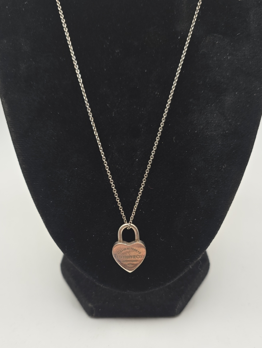 Tiffany & Co. Sterling Silver Heart Padlock Pendant Necklace